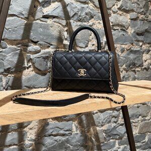 Chanel Black Caviar CGHW Mini Coco Handle Flap Bag